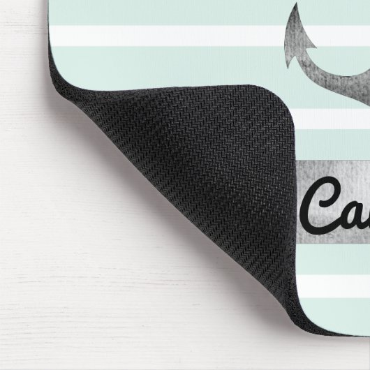 Tapis De Souris Ancre d'aquarelle à rayures de menthe légère perso (Coin)