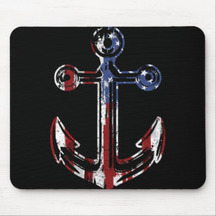 Tapis De Souris Ancre de bateau Drapeau américain USA 4 juillet