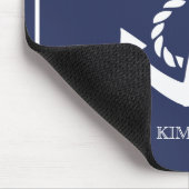 Tapis De Souris Ancre de bateau nautique blanc et bleu (Coin)