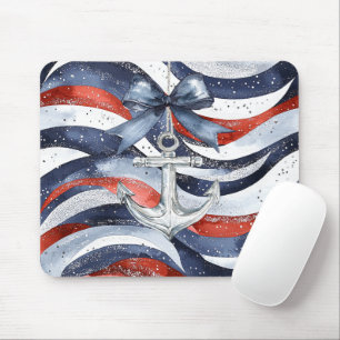 Tapis De Souris Ancre de Bow Rouge Blanc Bleu Nautique