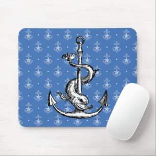 Tapis De Souris Ancre et dauphin nautique