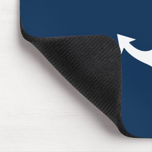 Tapis De Souris ancre marine blanche sur bleu marine (Coin)