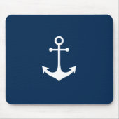 Tapis De Souris ancre marine blanche sur bleu marine (Devant)