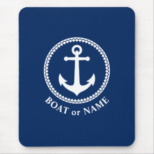 Tapis De Souris Ancre marine Votre bateau ou Nom Marine Bleu