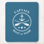 Tapis De Souris Ancre nautique et aviron avec capitaine bateau ou<br><div class="desc">Ancre nautique et aviron - Pagaies avec titre de capitaine et votre nom personnalisé ou nom de bateau Souris.</div>