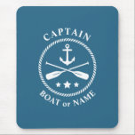 Tapis De Souris Ancre nautique et aviron avec capitaine bateau ou<br><div class="desc">Ancre nautique et aviron - Pagaies avec titre de capitaine et votre nom personnalisé ou nom de bateau Souris.</div>