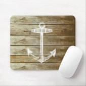 Tapis De Souris Ancre nautique sur le graphique en bois (Avec souris)