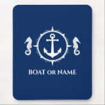 Tapis De Souris Ancre nautique Votre bateau ou votre nom Marine<br><div class="desc">Chevalier nautique et Ancre Capitaine Votre nom personnalisé ou nom de bateau Carte de souris.</div>