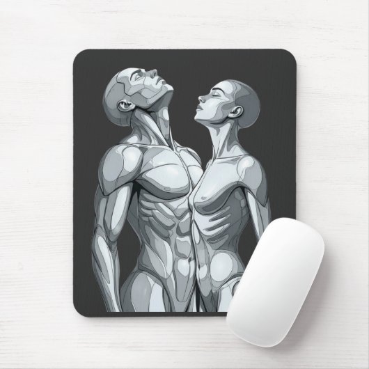 Tapis De Souris Android Union: Cyborg Couple Futuristic Mousepad (Avec souris)
