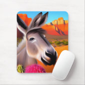 Tapis De Souris Âne mignon avec cactus à fleurs (Avec souris)