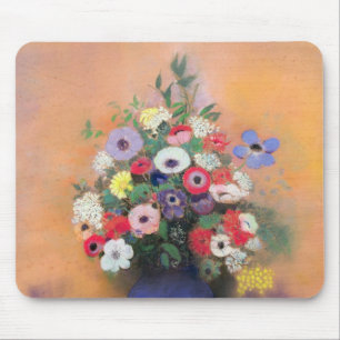Tapis De Souris Anémones et lilas dans un vase bleu, après 1912