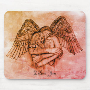 Tapis De Souris Ange Éros en amour, je t'aime