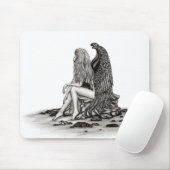 Tapis De Souris Angel, perdu dans la pensée, noir et blanc Design (Avec souris)