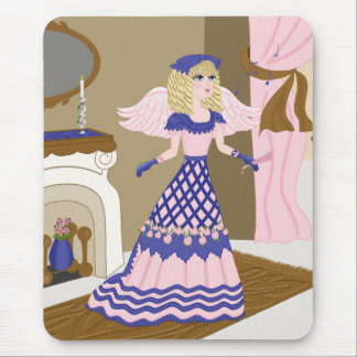 Tapis De Souris Angel victorien Bleu et rose Chant par cheminée