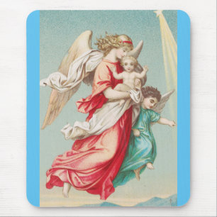 Tapis De Souris Anges Gardiens portant un enfant Art éthéré