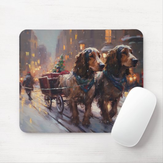 Tapis De Souris Anglais Cocker Spaniel Noël Festin Saison (Avec souris)