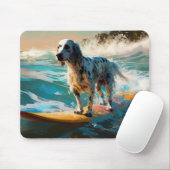 Tapis De Souris Anglais Setter Beach Surfing Painting (Avec souris)