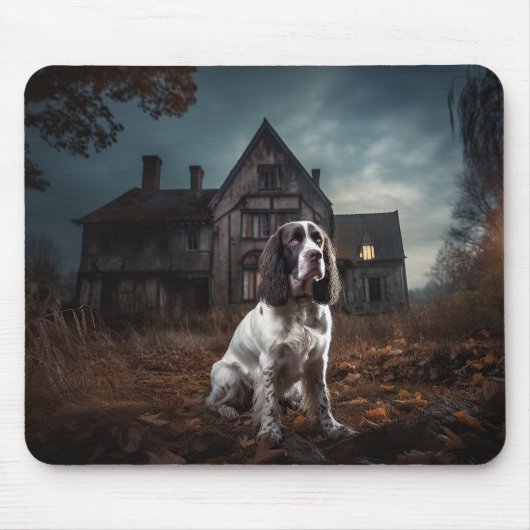 Tapis De Souris Anglais Springer espagnol Halloween effroi (Devant)