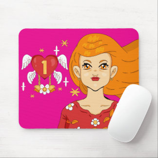 Tapis De Souris Angle Number One Heart Long Blonde Hair Princess