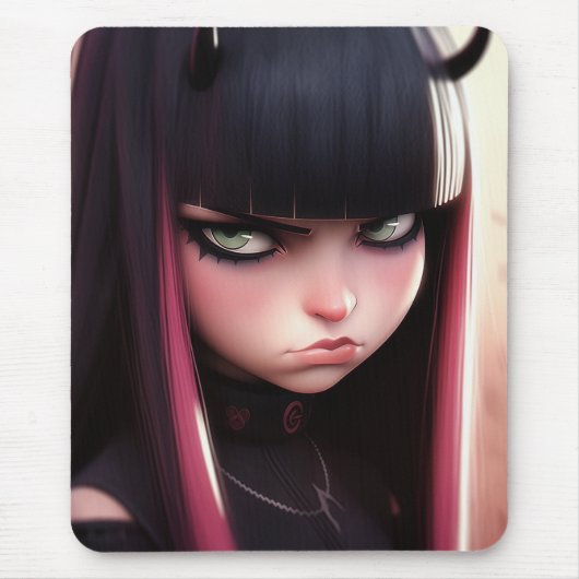 Tapis De Souris Angry Punk Rocker Girl (Devant)