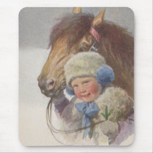 Tapis De Souris Animal familier vintage de poney de baie de