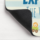 Tapis De Souris Animal Toy Train and Airplane on Stripes (Coin)