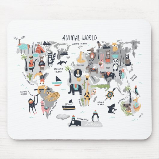 Tapis De Souris Animal World Map (Devant)