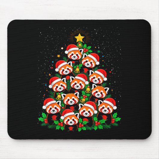 Tapis De Souris Animal Xmas Tree Santa Hat Red Panda Christmas (Devant)