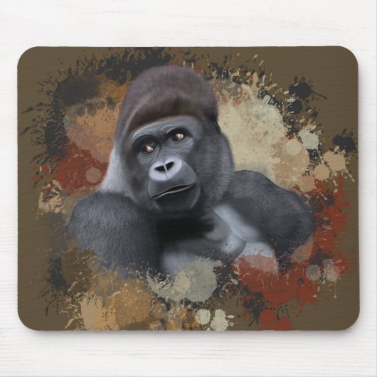 Tapis De Souris Animaux assis Gorilla Earth Peinture tonique (Devant)