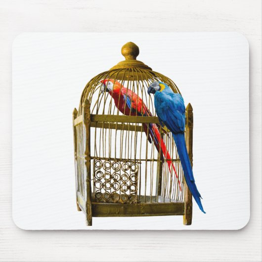 Tapis De Souris Animaux Chat Parrot Cage Liberté verrouillée Priso (Devant)