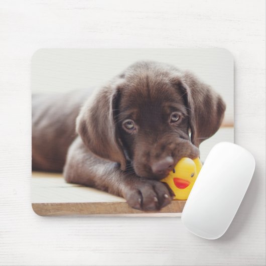 Tapis De Souris Animaux de bébés cutest | Chocolat Labrador Puppy (Avec souris)