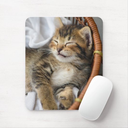 Tapis De Souris Animaux de bébés cutest | Cute Tabby Chat Dormir (Avec souris)