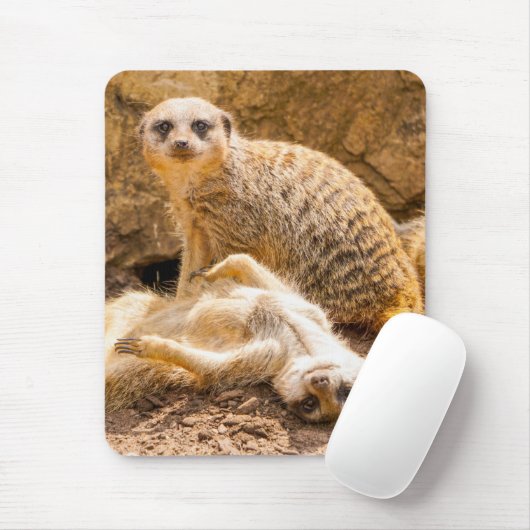 Tapis De Souris Animaux de bébés cutest | Meerkats joueurs (Avec souris)