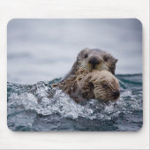 Tapis De Souris Animaux de bébés cutest | Otter Baby & Mère (Devant)