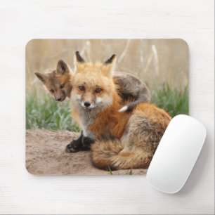 Tapis De Souris Animaux de bébés cutest Renard rouge et bébé