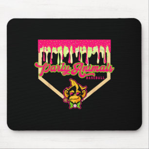 Tapis De Souris Animaux de fête assiette dégoulinante de baseball