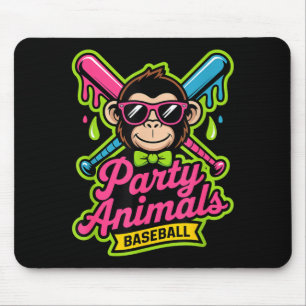 Tapis De Souris Animaux de fête baseball singe drôle slime vibrant
