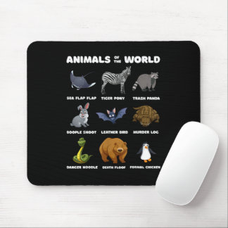 Tapis De Souris Animaux Du Monde Cadeau Drôle Animaux Rares Mèmes