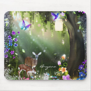 Tapis De Souris Animaux enchantés de la forêt de fantaisie