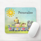 Tapis De Souris Animaux et fille mignons sur le train Mousepad (Avec souris)
