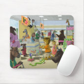 Tapis De Souris animaux faisant leurs achats à un supermarché (Avec souris)