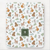 Tapis De Souris Animaux forestiers élégants Motif de verdure (Devant)