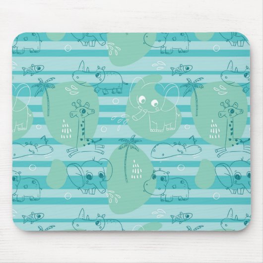 Tapis De Souris Animaux mignons jouant avec de l'eau 1 (Devant)