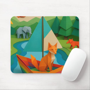 Tapis De Souris Animaux pliés de la forêt – Faune colorée d'origam