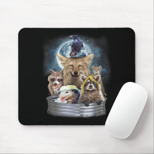 Tapis De Souris Animaux Poubelles Hurlements à la Lune Équipe Drôl