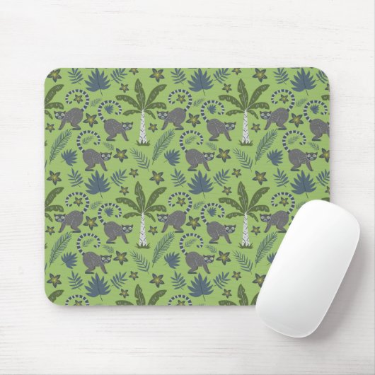 Tapis De Souris Animaux tropicaux sans soudure motif vert et gris (Avec souris)