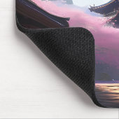 Tapis De Souris Anime Cherry Blossom & Pagoda Vue Paysage (Coin)