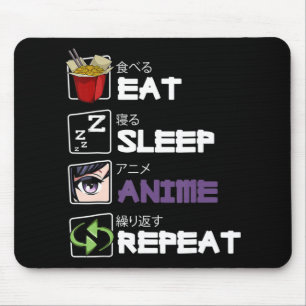 Tapis De Souris Anime de sommeil de manger Répéter Kawaii Otaku Ma