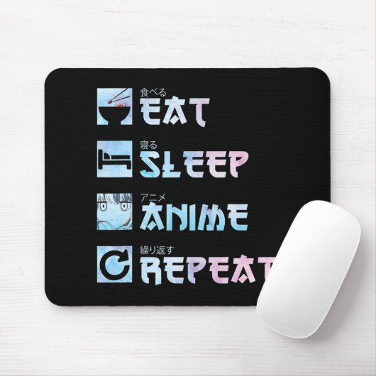 Tapis De Souris Anime de sommeil de manger Répétition - Anime M de (Avec souris)