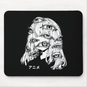 Tapis De Souris Anime en caractères japonais Kawaii yeux visage
